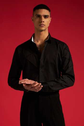 Buy_Philocaly_Black Cotton Imperial Shirt _Online_at_Aza_Fashions