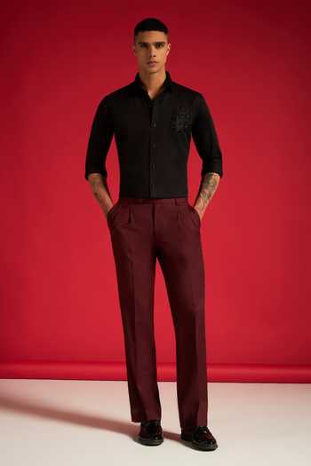 Philocaly_Black Cotton Nightwine Shirt _Online_at_Aza_Fashions