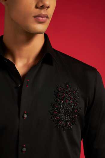 Shop_Philocaly_Black Cotton Nightwine Shirt _Online_at_Aza_Fashions