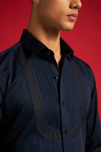 Buy Philocaly Blue Cotton Oceanwall Shirt Online at Aza Fashions Buy_Philocaly_Blue Cotton Oceanwall Shirt _Online_at_Aza_Fashions