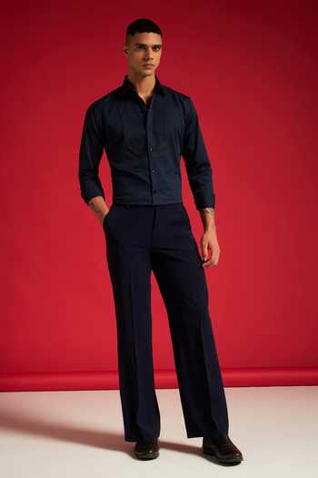 Shop Philocaly Blue Cotton Oceanwall Shirt Online at Aza Fashions Shop_Philocaly_Blue Cotton Oceanwall Shirt _Online_at_Aza_Fashions