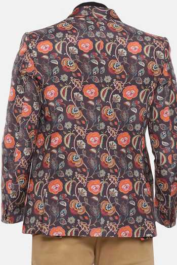 Mayank Modi - Men Floral Print One-Buttoned Blazer For Kids