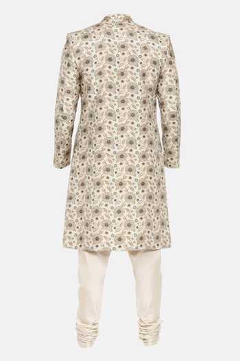 Mayank Modi - Men Floral Bloom Print Sherwani With Churidar For Kids