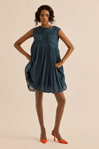 Kharakapas Aegean Pleated Flared Dress 