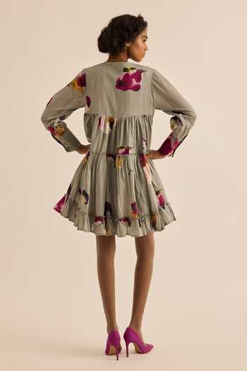 Kharakapas Florentina Watercolor Print Dress 