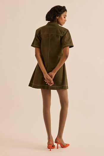 Kharakapas Chive Front Patch Pocket Dress