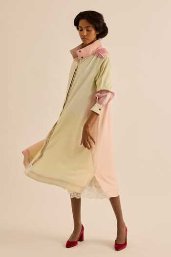 Buy Kharakapas Multi Color Muslin Collared Neck Aube Pastel Block Print Shirt Dress Buy_Kharakapas_Multi Color Muslin Collared Neck Aube Pastel Block Print Shirt Dress