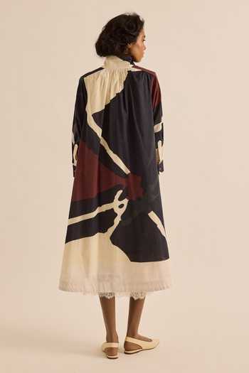 Kharakapas Earthbound Abstract Pattern Shirt Dress 