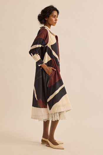 Kharakapas Multi Color Muslin (mulmul) Button-down Earthbound Abstract Pattern Shirt Dress Online at Aza Fashions Kharakapas_Multi Color Muslin (mulmul) Button-down Earthbound Abstract Pattern Shirt Dress _Online_at_Aza_Fashions