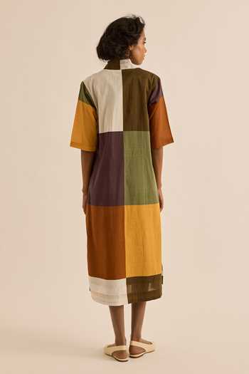 Kharakapas Marl Color Block Paneled Dress 