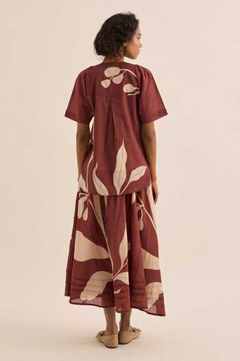 Kharakapas Nerine Sbold Abstract Floral Print Top 