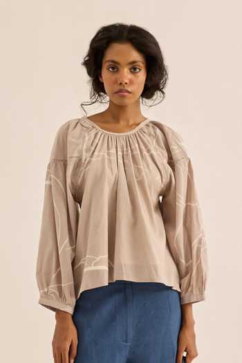 Kharakapas Dust Rose Abstract Print Top 