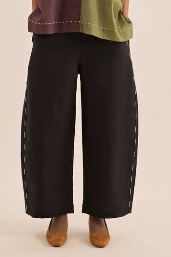 Shop_Kharakapas_Black Linen Kohl Pant _Online_at_Aza_Fashions