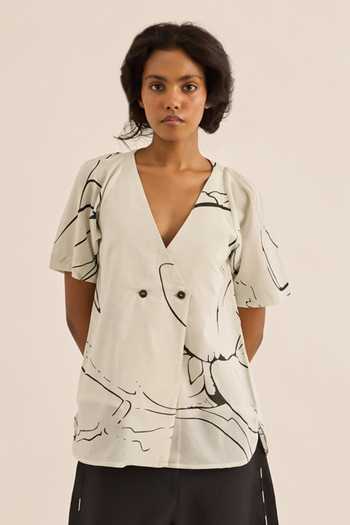 Kharakapas Snowbound Abstract Print Top 