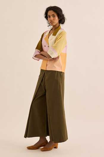 Kharakapas_Multi Color Muslin Notched Neck Monira Blocked Shirt _Online_at_Aza_Fashions