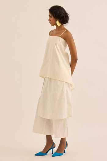 Shop Kharakapas Ivory Muslin (mulmul) Square Neck Casper Strappy Camisole Top Online at Aza Fashions Shop_Kharakapas_Ivory Muslin (mulmul) Square Neck Casper Strappy Camisole Top _Online_at_Aza_Fashions
