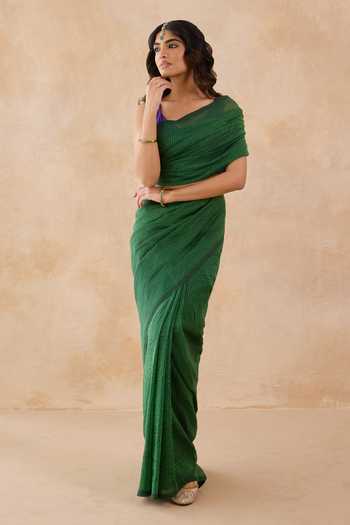 Shop Amaara Emerald Green Handloom Cotton Saree With Running Blouse Online at Aza Fashions Shop_Amaara_Emerald Green Handloom Cotton Saree With Running Blouse _Online_at_Aza_Fashions