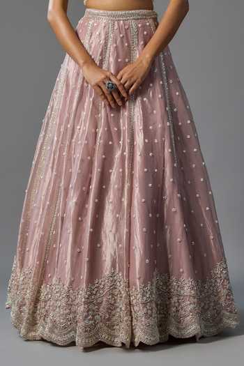 Buy_Vedant G_Lavender Organza, Tissue Square Neck Sequins Work Lehenga Set _Online_at_Aza_Fashions