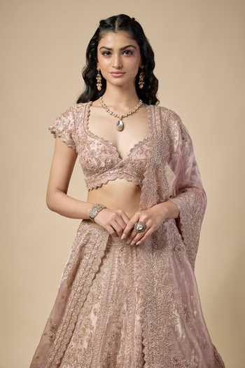 Buy Vedant G Pink Organza, Tissue Sweetheart Neck Embroidered Bridal Lehenga Set Online at Aza Fashions Buy_Vedant G_Pink Organza, Tissue Sweetheart Neck Embroidered Bridal Lehenga Set _Online_at_Aza_Fashions