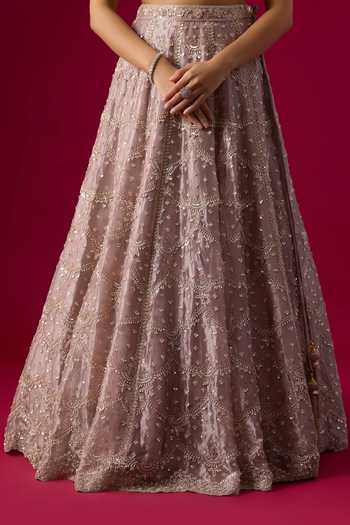 Shop Vedant G Lavender Tissue Square Neck Embroidered Lehenga Set Online at Aza Fashions Shop_Vedant G_Lavender Tissue Square Neck Embroidered Lehenga Set _Online_at_Aza_Fashions