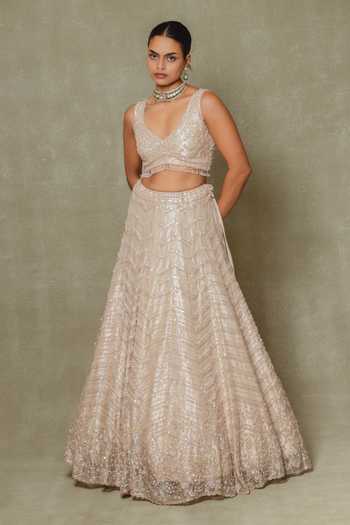 Vedant G Pearl Embroidered Lehenga Set 