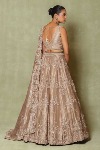 Shop Vedant G Brown Tissue Sequin Embroidered Bridal Lehenga Set at Aza Fashions Shop_Vedant G_Brown Tissue Sequin Embroidered Bridal Lehenga Set _at_Aza_Fashions