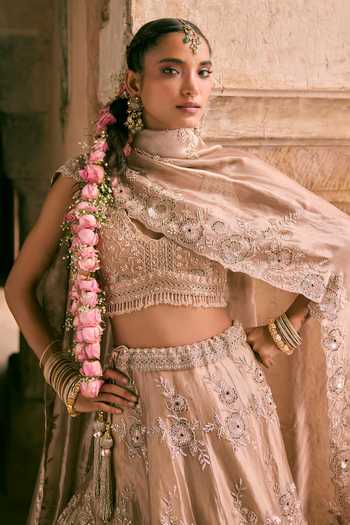 Buy Vedant G Brown Tissue Sequin Embroidered Bridal Lehenga Set Online at Aza Fashions Buy_Vedant G_Brown Tissue Sequin Embroidered Bridal Lehenga Set _Online_at_Aza_Fashions