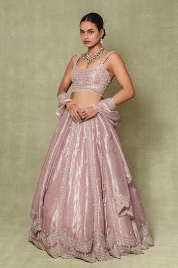 Vedant G Sequins Work Tissue Lehenga & Blouse Set 