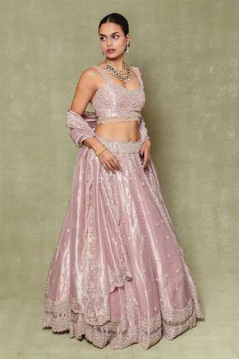 Shop Vedant G Lavender Tissue Sweetheart Neck Sequins Work Lehenga And Blouse Set Online at Aza Fashions Shop_Vedant G_Lavender Tissue Sweetheart Neck Sequins Work Lehenga And Blouse Set _Online_at_Aza_Fashions