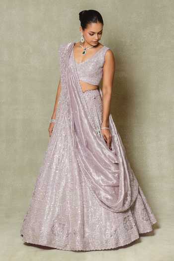 Vedant G Pearls Embroidered Lehenga Set 