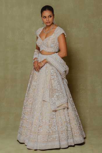 Vedant G Tissue Embroidered Lehenga Set 