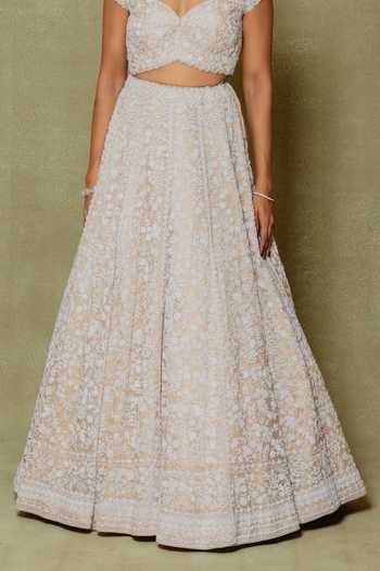 Shop_Vedant G_Gold Tissue Sweetheart Neck Embroidered Lehenga Set _Online_at_Aza_Fashions