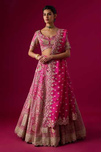 Vedant G Zari Embroidered Organza Lehenga Set 