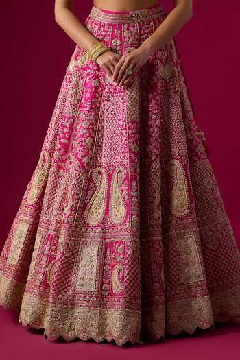 Buy Vedant G Pink Organza Sweetheart Neck Zari Embroidered Lehenga Set Online at Aza Fashions Buy_Vedant G_Pink Organza Sweetheart Neck Zari Embroidered Lehenga Set _Online_at_Aza_Fashions
