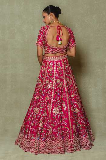 Vedant G Pink Embroidered Bridal Lehenga Set 