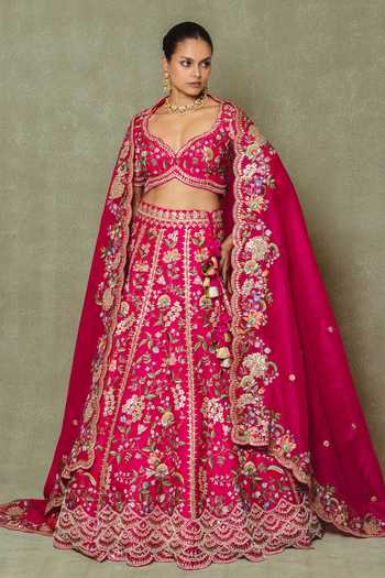 Vedant G Pink Embroidered Bridal Lehenga Set 