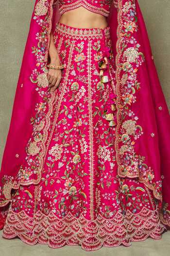 Shop Vedant G Pink Organza Sweetheart Neck Embroidered Bridal Lehenga Set Online at Aza Fashions Shop_Vedant G_Pink Organza Sweetheart Neck Embroidered Bridal Lehenga Set _Online_at_Aza_Fashions