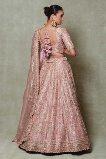Vedant G Rose Pink Embroidered Bridal Lehenga Set 