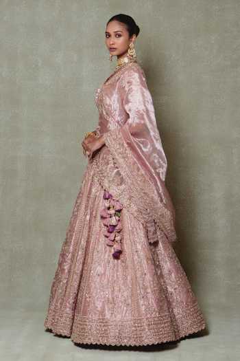Vedant G Rose Pink Embroidered Bridal Lehenga Set 