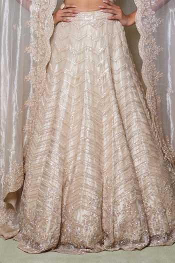 Shop Vedant G Champagne Tissue Sweetheart Neck Cutdana Embroidered Lehenga Set Online at Aza Fashions Shop_Vedant G_Champagne Tissue Sweetheart Neck Cutdana Embroidered Lehenga Set _Online_at_Aza_Fashions