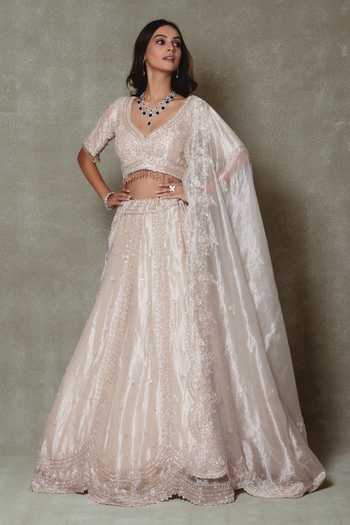 Vedant G Pearl Embroidered Bridal Lehenga Set 