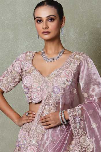 Vedant G Lavender Tissue Sweetheart Neck Zardozi Embroidered Lehenga Set Online at Aza Fashions Vedant G_Lavender Tissue Sweetheart Neck Zardozi Embroidered Lehenga Set _Online_at_Aza_Fashions