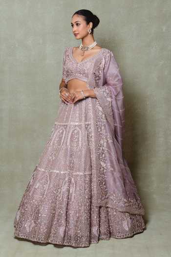 Vedant G Pearl Embroidered Lehenga Set 