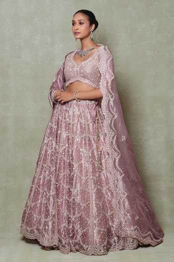 Vedant G Rose Pink Embroidered Lehenga Set 