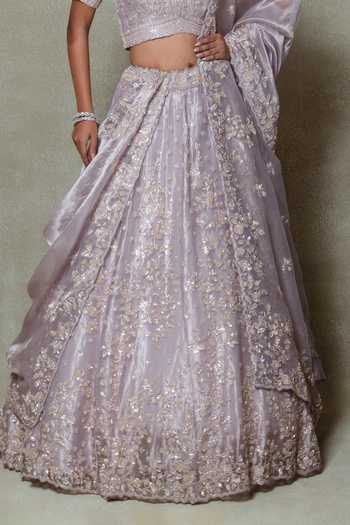 Buy Vedant G Lilac Tissue V-neck Pearls Sequin Work Lehenga Set Online at Aza Fashions Buy_Vedant G_Lilac Tissue V-neck Pearls Sequin Work Lehenga Set _Online_at_Aza_Fashions