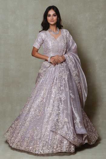 Vedant G Pearls Sequin Work Lehenga Set 
