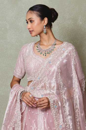 Buy Vedant G Pink Tissue Scoop Neck Sequins Embroidered Lehenga Set Online at Aza Fashions Buy_Vedant G_Pink Tissue Scoop Neck Sequins Embroidered Lehenga Set _Online_at_Aza_Fashions