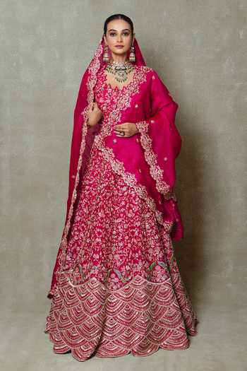 Vedant G Rani Pink Embroidered Bridal Lehenga Set 