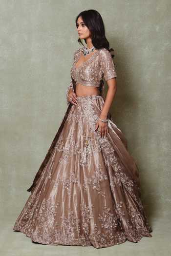 Vedant G Tissue Embroidered Lehenga Set 