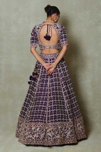 Vedant G Purple Cutdana Embroidered Lehenga Set 